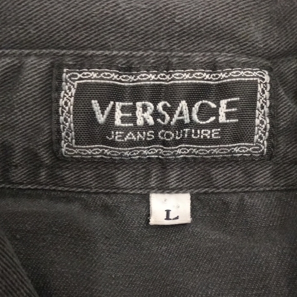 Auth Vtg Versace Jeans Couture Black Denim Shirt - Picture 4 of 13